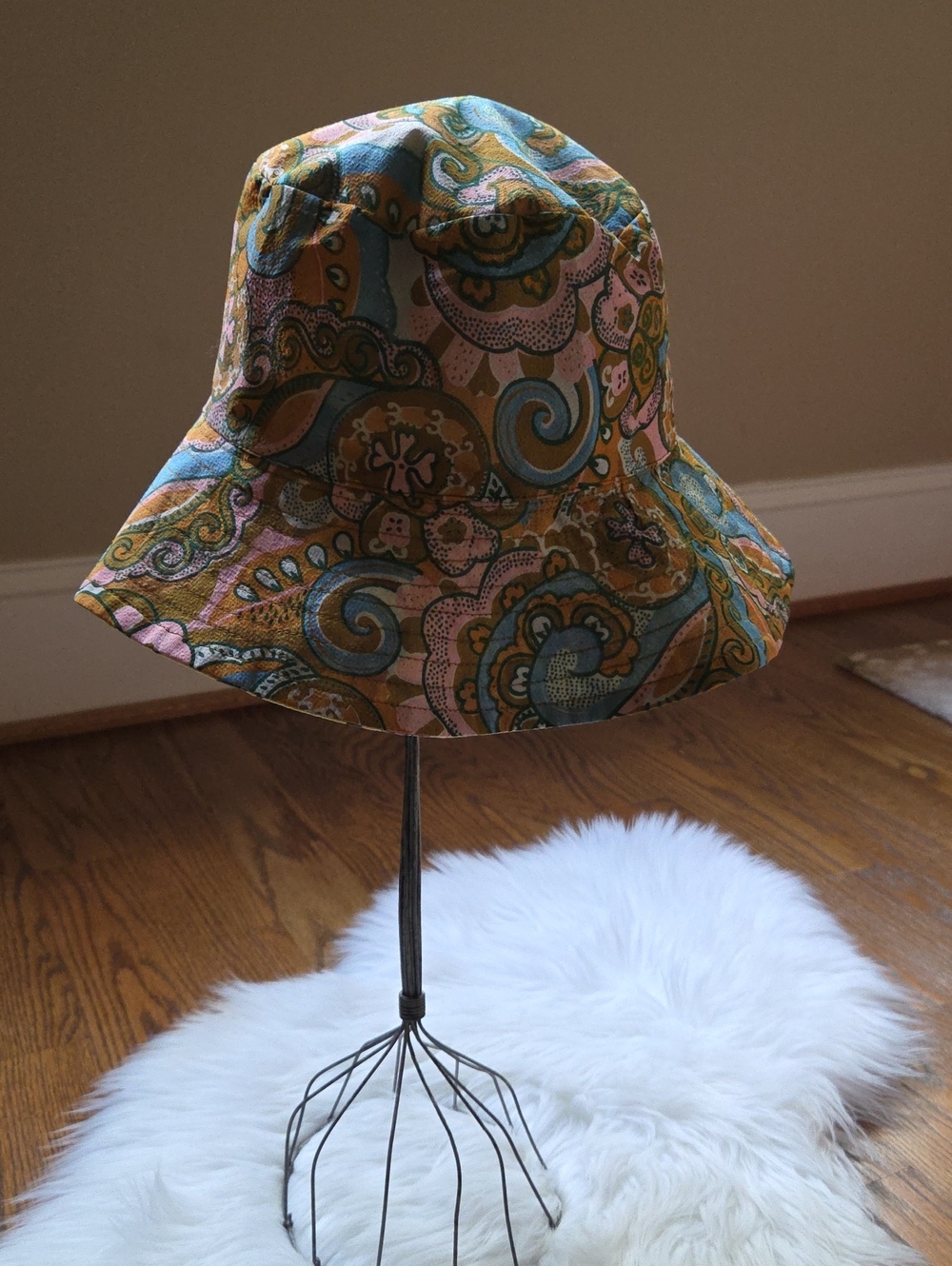 Lucky Brand Kids Paisley Bucket Hat in Blue, Pink & Gold